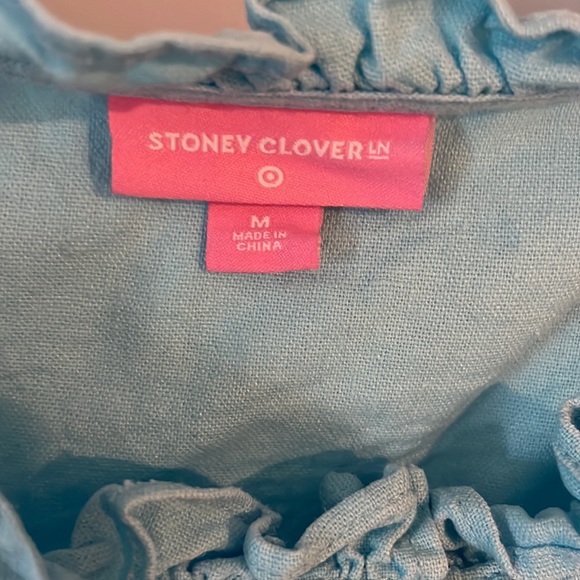 Stoney clover x target blue ruffle mini dress flower buttons - Picture 4 of 6